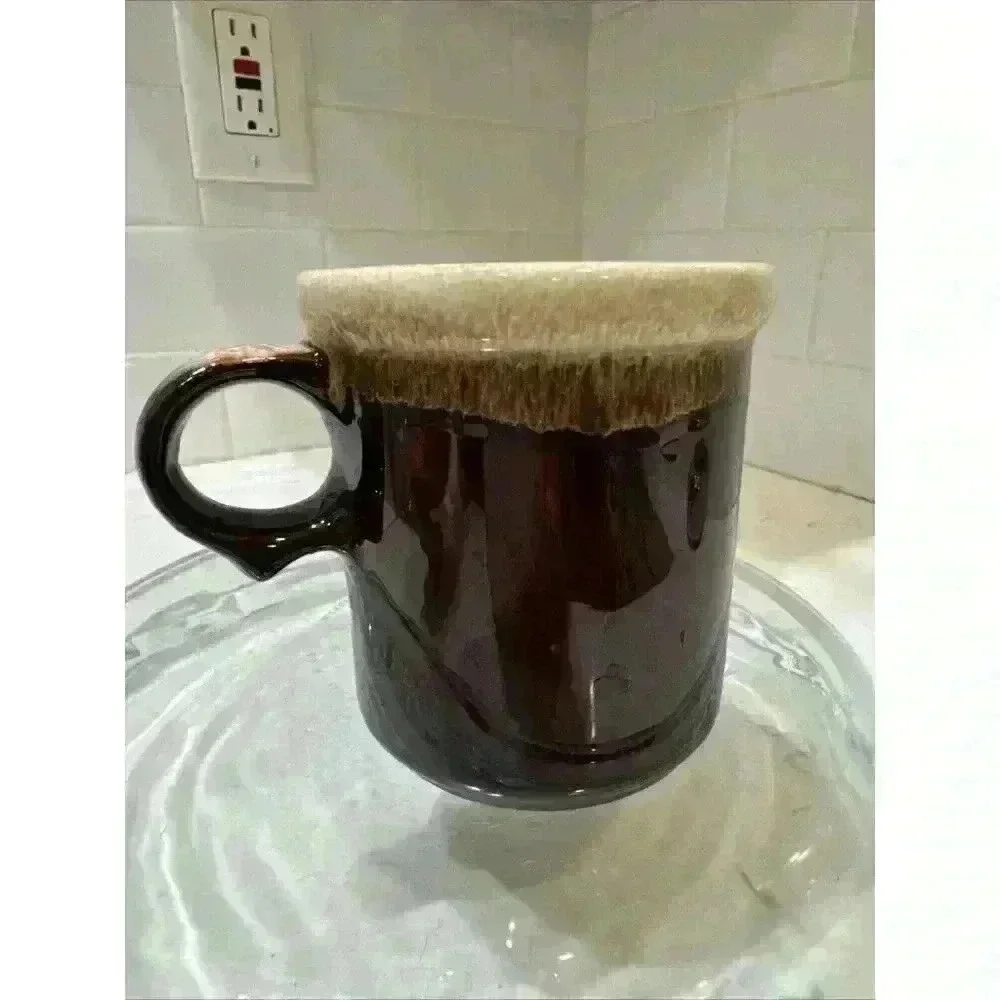 Vintage McCoy USA Brown Drip Glaze Coffee Mug Cup